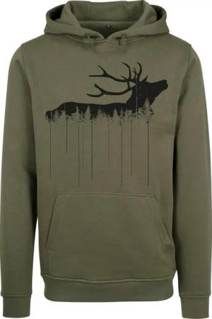 Baddery Kapuzenpullover Jäger Hoodie: "Waldhirsch" - Geschenk für Jäger, hochwertiger Siebdruck, auch Übergrößen