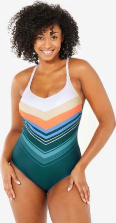 Badeanzug Einteiler Damen - Lila blau