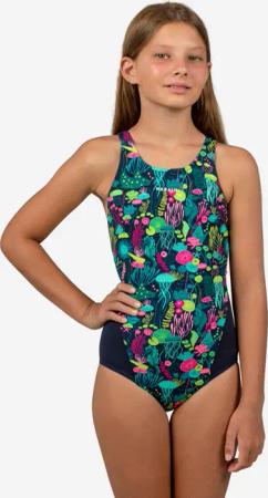 Badeanzug Mädchen - Kamiye 500 blau/rosa