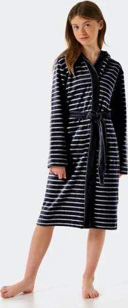 Bademantel Leichtfrottee dunkelblau gestreift - Feather Terry 140