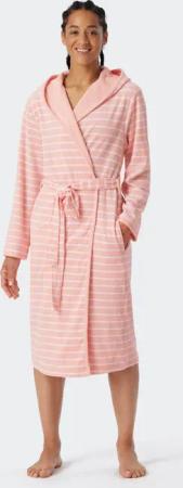 Bademantel Leichtfrottee rosé gestreift - Feather Terry M