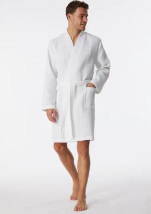 Bademantel Waffelpiqué weiß - Essentials XL