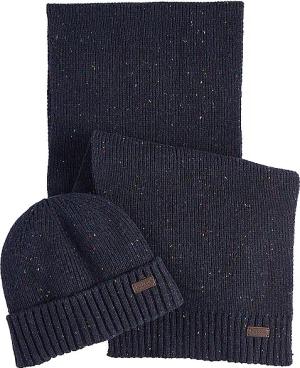BARBOUR Geschenkset 2-teilig Schal und Mütze CARLTON dunkelblau