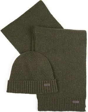 BARBOUR Geschenkset 2-teilig Schal und Mütze CARLTON olive