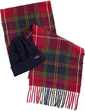 BARBOUR Geschenkset 2-teilig Schal und Mütze SWINTON CHRISTMAS rot