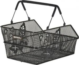 Basil Cento S Flower Multi - Hinterradkorb, schwarz mit Blumenmotiv, Stahl, M...