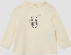 Baumwoll-Langarmshirt mit Panda-Motiv und Schleifen-Applikation