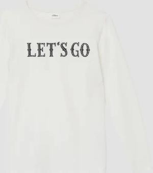 Baumwoll-Longsleeve mit Frontprint und Nietenbesatz