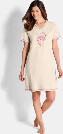 Baumwoll-Nachthemden im 2er-Pack - cremeweiß / gemustert - Gr. 22/23 von Goldner Fashion