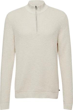 Baumwoll-Pullover mit Struktur und Troyer-Kragen