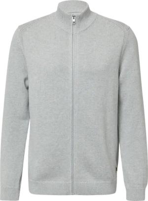 Baumwoll-Strickjacke mit Stehkragen und Logo-Patch