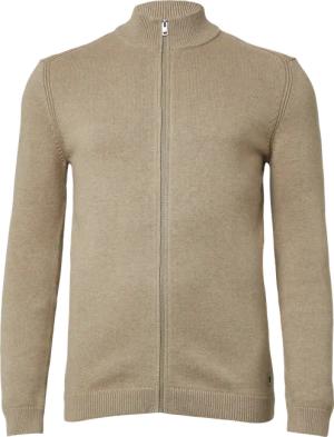 Baumwoll-Strickjacke mit Stehkragen und Logo-Patch