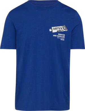 Baumwoll-T-Shirt mit Frontprint und Flammgarnstruktur