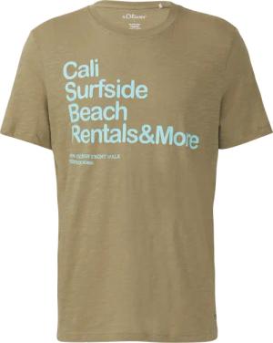 Baumwoll-T-Shirt mit Frontprint und Flammgarnstruktur