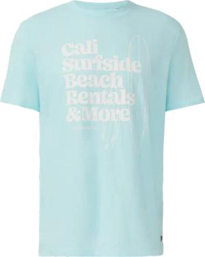 Baumwoll-T-Shirt mit Frontprint und Flammgarnstruktur