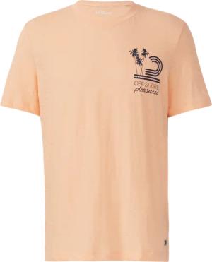 Baumwoll-T-Shirt mit Frontprint und Flammgarnstruktur