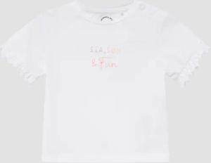 Baumwoll-T-Shirt mit Stickerei und Volantärmeln