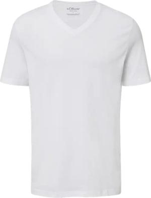 Baumwoll-T-Shirt mit V-Ausschnitt und Logoprint