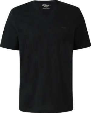 Baumwoll-T-Shirt mit V-Ausschnitt und Logoprint