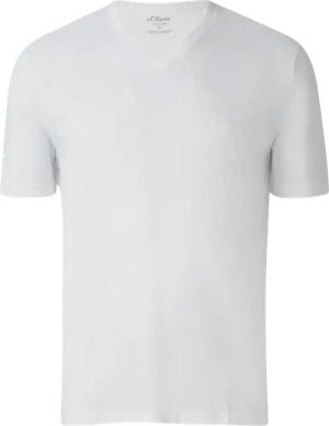 Baumwoll-T-Shirt mit V-Ausschnitt und Logoprint