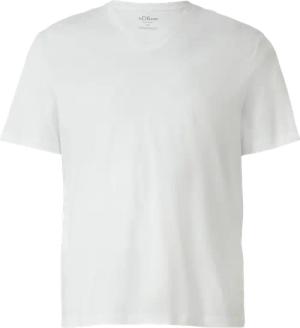 Baumwoll-T-Shirt mit V-Ausschnitt und Logoprint