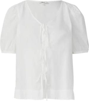 Baumwollbluse mit V-Ausschnitt und Puffärmeln