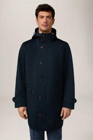 Baumwolllmix-Mantel Moltino mit Kapuze in Navy