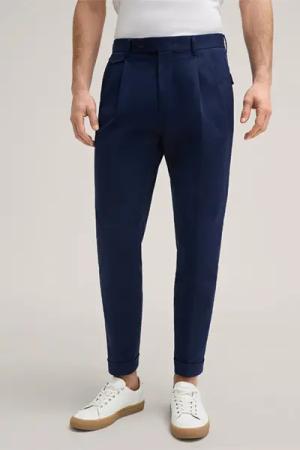 Baumwollmix-Hose Sapo mit Bundfalte in Blau