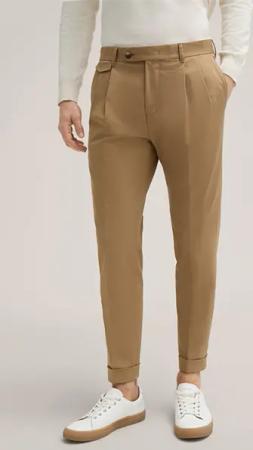 Baumwollmix-Hose Sapo mit Bundfalte in Camel