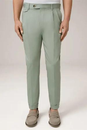 Baumwollmix-Hose Sapo mit Bundfalte in Mint-Grün