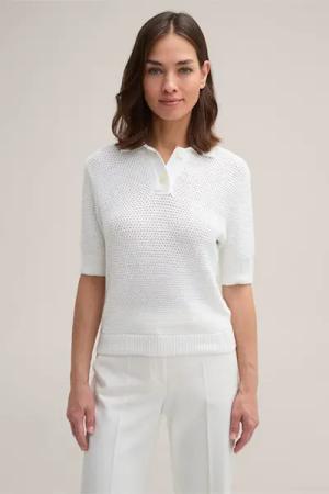 Baumwollmix-Poloshirt mit Struktur in Weiß
