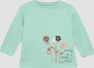 Baumwollshirt mit Blumen-Applikation und Glitzer-Details