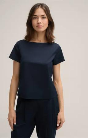 Baumwollstretch-Bluse in Navy