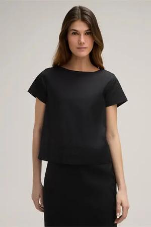 Baumwollstretch-Bluse in Schwarz