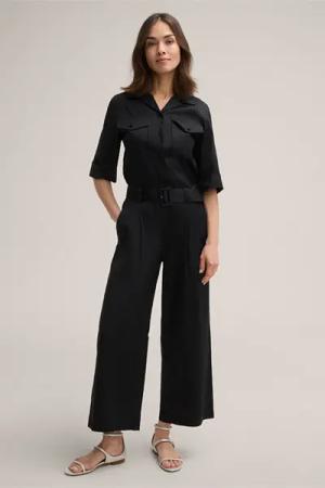 Baumwollstretch-Overall, verkürzt, in Schwarz