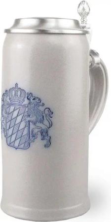 Bavariashop Bierkrug PREMIUM Bierkrug "Bayern" schlank • 0,5 Liter, Steinzeug