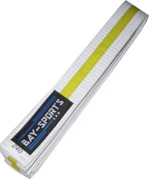 BAY-Sports Karateanzug Budogürtel weiß/gelb/weiß Zweifarbig, Karategürtel Kampfsportgürtel (Standard, Traditionell), Judogürtel, Taekwondogürtel, Länge 160 cm - 350 cm