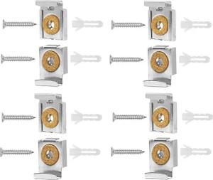 BAYLI Regal 8er Set - Spiegelaufhängung Clips Set mit Dübel und Schrauben, 8x