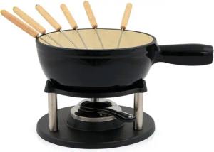 BBQ-Toro Fonduetopf 9-teiliges Gusseisen Fondue Set für 6 Personen, 2 L, emailliert, Gusseisen