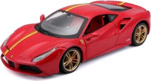 Bburago Modellauto Ferrari F488 GTB (rot), Maßstab 1:24, detailliertes Modell