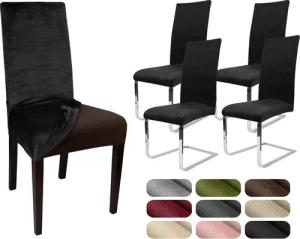 Beautex Stuhlhusse 4er Set LEA Stuhlhusse, elastische Uni Stretch-Husse Samt Mikrofaser