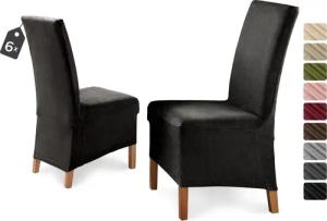 Beautex Stuhlhusse Eva Stuhlhussen Lang, Samt Stuhlbezug, elastische Stretch Husse