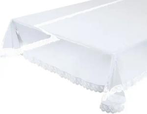 Beautex Tischdecke Glasklar Tischdecke abwischbar rutschfest mit weißer Vinylspitze (1-tlg)