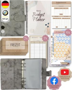 BeginnerBudget Ringbuchkalender Budget Planner & Haushaltsbuch Starter-Set: Sparbuch & Spar-Challenges, Sparen mit Umschlagmethode + Anleitung - Ringbuch - Binder A6
