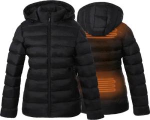 Beheizte gefütterte Jacke Slim Fit - Verstellbare Kapuze - Rapid Power - Schwarz