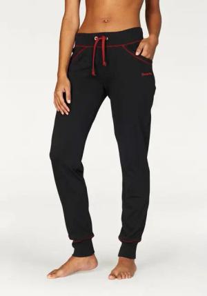 BENCH. LOUNGEWEAR Relaxhose Damen schwarz-rubinrot Gr.44/46