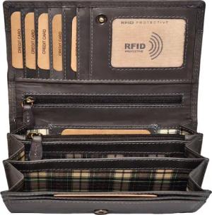 Benthill Geldbörse Damen Echt Leder Portemonnaie Frauen Geldbeutel RFID Schmal und Lang, RFID-Schutz Kartenfächer Münzfach Reißverschlussfach