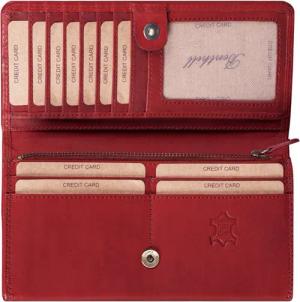 Benthill Geldbörse Damen Echt Leder RFID Portemonnaie mit vielen Kartenfächer Vintage, RFID-Schutz Kartenfächer Münzfach Reißverschlussfach