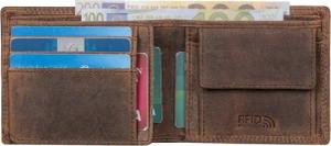 Benthill Geldbörse Herren Echt Leder Geldbeutel mit RFID-Schutz Slim Portemonnaie Vintage, RFID-Schutz Kartenfächer Münzfach