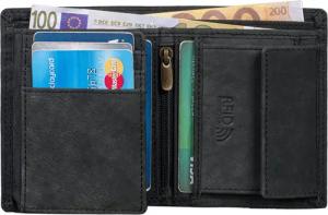 Benthill Geldbörse Herren Klein Echt-Leder Portemonnaie RFID Slim Gelbeutel Mini Börse, RFID-Schutz Kartenfächer Münzfach
